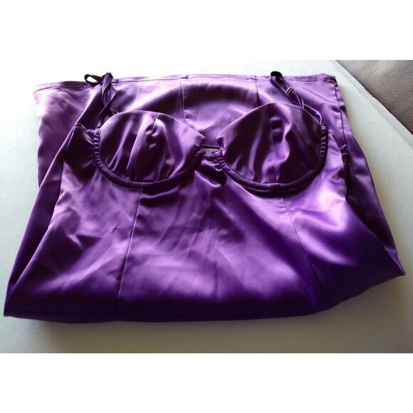 SKY TO MOON Bustier Dress Envy Violet‎ Purple Bodycon Straps Size M - Picture 7 of 15
